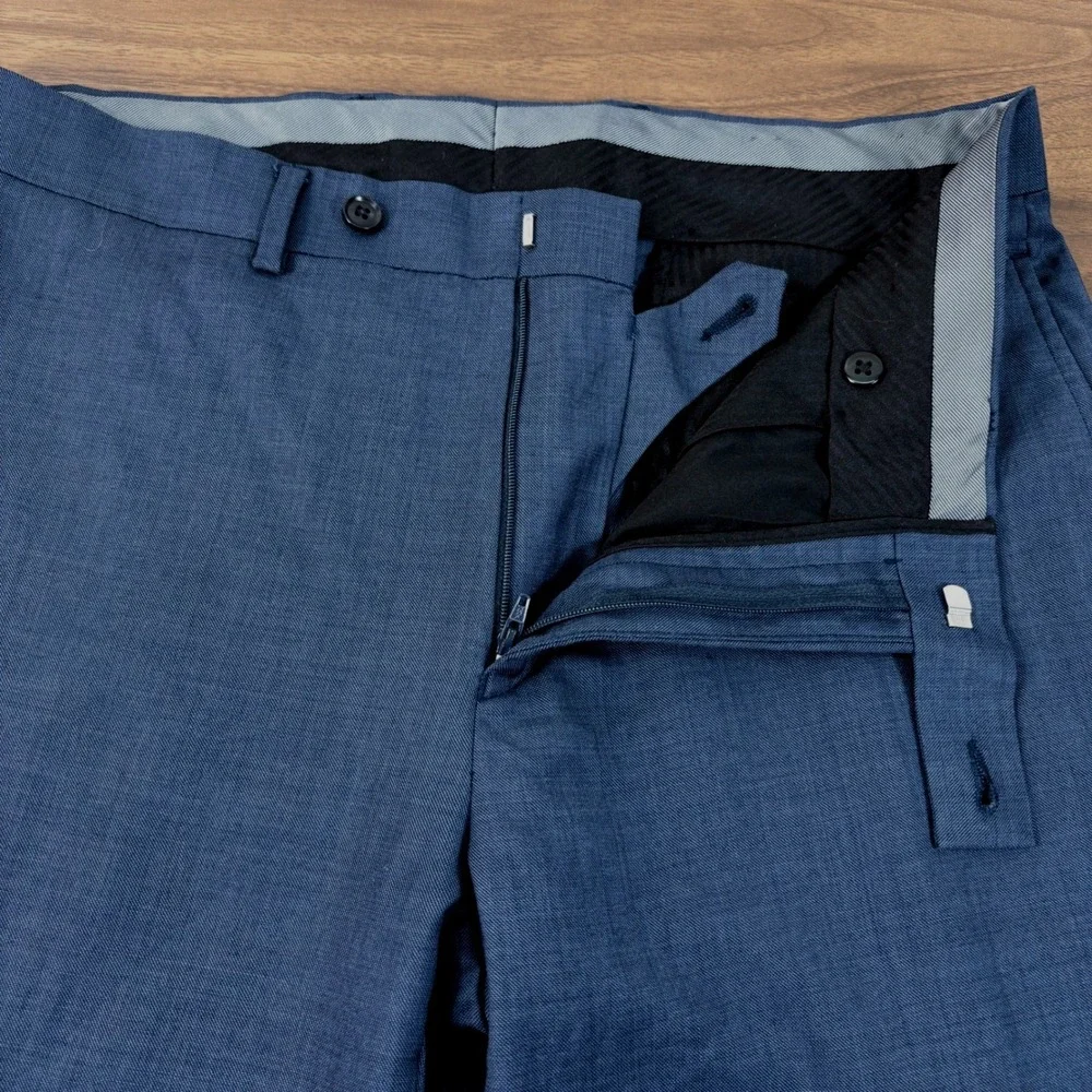 Calvin‎ Klein X Slim Fit Mens Blue 100% Wool Dress Pants 32x29 Flat Front